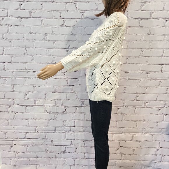 KATSUMI, Ivory open knit 3/4 sleeve sweater - Picture 9 of 12
